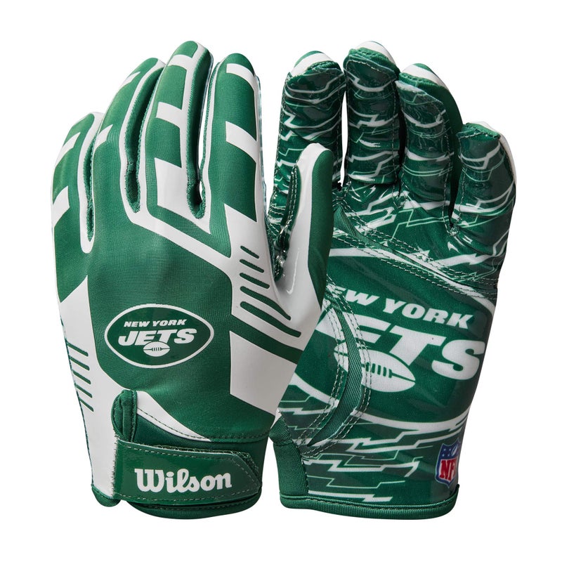 Wilson NFL Stretch Fit Football Gloves - Youth, New York Jets - Image 1